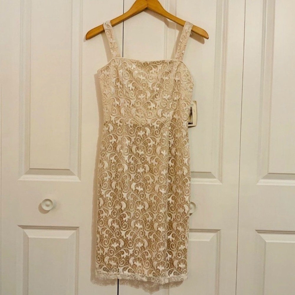 Scott McClintock Ivory Lace Sleeveless Bodycon Dress Size 4 Vintage NWT Bridal